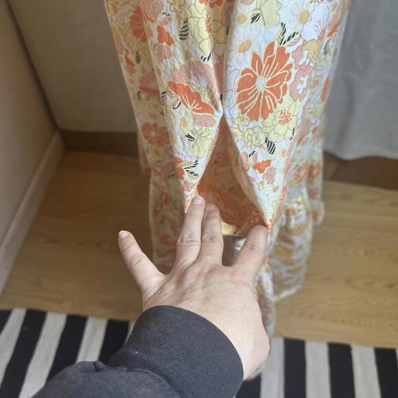 The Vermont Country Store Pinafore Flowy Dress Womens 1X Cotton Floral Pockets - Picture 5 of 11